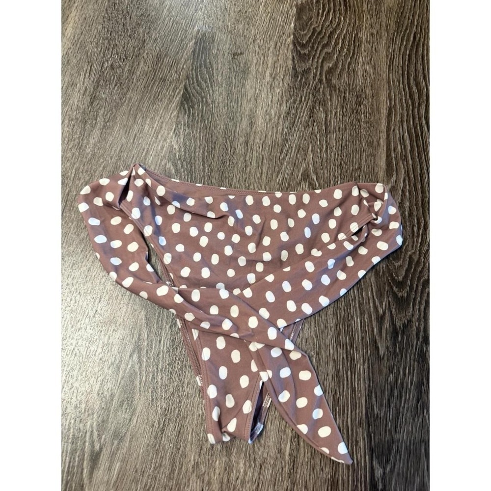 Abercrombie & Fitch Polka Dot Tie Side Bikini Bottoms Mauve Brown Small